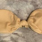 SheIn Bandeau Bikini Top Women Size Medium Beige Strapless Padded Swimsuit Beach Photo 0