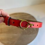 Vintage 90s Red Vegan Leather Gold Horn Buckle Belt Size XS Photo 1
