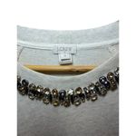 J.Crew  Rhinestone Jewel Neckline Holiday Heathered Cream Sweatshirt 100% Cotton Photo 2