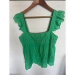 Emory park  Eleanor Ruffle Sleeve Eyelet Top in Green Large  / L FEMININE Photo 3