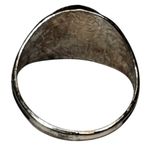 Silver Tone Ring Red Oval Cabochon Sz 8.5 Floral Design Photo 1