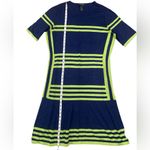 Ashley Stewart Navy & brat green short sleeve midi sweater dress Photo 2