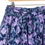 Old Navy NWT Mini Skirt Womens 6 Purple Blue 100% Cotton Belted Pleated Preppy Photo 2