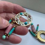 Vintage boho Aztec ethnic dangle beaded fringe earrings Pink Photo 6