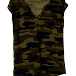 Lucky Brand  Army Camo Short Cap Sleeve V-neck Blouse Small Photo 0