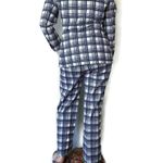Vintage 1970s Blue & White Plaid Leisure Polyester Suit Size 12 Photo 2