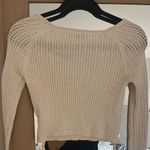 American Eagle  Crochet Cream Long Sleeve Crop Size Small Photo 4