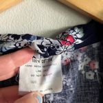 Vintage Japanese Cotton Kimono Navy Floral Pagoda Print Made in Japan Blue Size L Photo 3