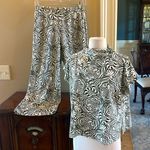Jude Connally Matching Set Green Cream Tiger Print Top Gauchos Size XS Photo 14