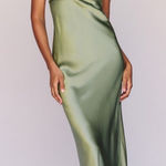 Reformation  Kailyn Silk Dress Midi Artichoke Green XL Photo 0