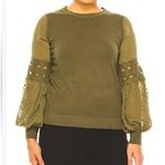 Sophia Milano Sioni Milano womens size 3X olive sheer lace puffed sleeves sweater NWT Photo 0
