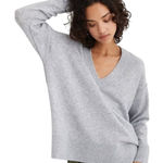 Aerie Sz S Sweater Oversized V-neck Knit Pullover Gray Soft Cozy Winter Women’s Photo 0