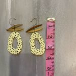 Abstract Gold Tone and Patterned Disc Drop Dangling Earrings for Pierced Ears Photo 3