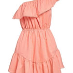 Free People  Lovers Lane Ruffle Mini Dress Guava Pink Coral Tiered Size Small S Photo 0