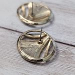 Vintage Stud Earrings For Pierced Ears Retro Gold Tone with Cream/Green Tones Photo 7