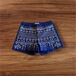 Lucy Paris  Navy Blue Cross Stitch Embroidered Shorts Sz L 42 poll on summer Photo 3