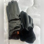 Black Leather Gloves with Gold Accent Photo 2