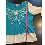 Flying Tomato Embroidered Mesh Sheer Blouse Shirt Womens Medium READ Photo 9