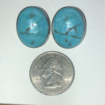 Vintage Silver Tone Turquoise Shimmer Enamel Retro Boho Clip On Earrings Photo 2