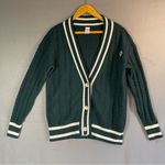 PINK - Victoria's Secret VS PINK Oversized Collegiate V-Neck Cardigan Green XS Dark Academia Preppy Y2K Photo 0