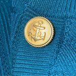 Happily Grey L Teal Green Blue High Neck Sleeveless Halter Side Gold Buttons Top Size L Photo 3