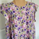 Jacquie The Label Purple Floral Ruffle Sleeve Tiered Babydoll Mini Dress Size L Size L Photo 1