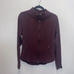 Athleta  L Wine Burgundy Ribbed Long Sleeve Stretch Full Zip Salutation Jacket Photo 1