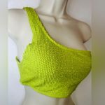 Women's Ribbed Bikini Set One Shoulder Top with Mid Waist Two Piece Size M Green Size M Photo 6