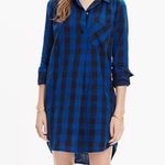 Madewell Latitude Shirt Dress Women XXS Blue Black Buffalo Check 100% Cotton Photo 6