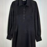 Madewell  $138 Seamed Long-Sleeve Mini Shirtdress in Poplin Black Size 6 NV025 Photo 1