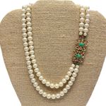 Vtg Sarah Coventry Double Strand Faux Pearl Necklace Fancy Luxury Old Money Gold Photo 1
