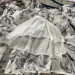 MARY & MO White Black Floral Print Tiered Ruffle Square Neck Midi Dress M Size M Photo 8