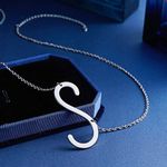 Silver Initial Stainless Steel Pendant Necklace Letters A Photo 1