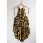 Free People NWOT Mimi Oversized Tank Top Tunic Sleeveless Black Gold Print Boho Photo 6