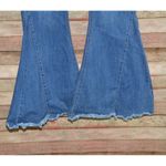 Lucky & Blessed Mid Rise Flare Jean STRETCH 14 Bellbottom Boho Western Raw Hem Blue Photo 3