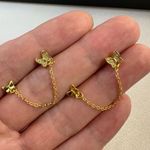 Double Piercing Dangle Chain Butterfly Earrings for Women Gold Photo 1