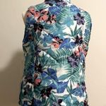 Caribbean Joe  WHITE VEST WITH TROPICAL Floral zip vest NWT Sz small Photo 3
