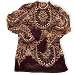 Johnny Was  Loving Is Easy Mesh Tee Embroidered Bohemian Boho Fall Size M NEW Photo 4