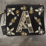 America and Beyond Black and Gold Floral Beaded Clutch Photo 0