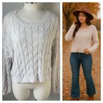 Altar'd State Alter’d State Chenille Cable Knit Sweater Large Soft Beige Cozy Fall Layering Photo 7