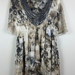 Style & Co Y2K Top Women's Large Ivory Gray Chain Sequin Fairy Asymmetrical Photo 0