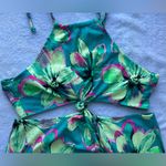 Floral Halter Cutout Dress Blue Size M Photo 2