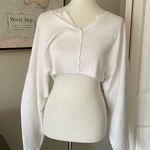 Urban Outfitters Cutest Worn / Used Extremely Cropped White Long Sleeve Top Photo 0
