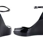 Melissa Black and White Patchuli Peep Toe Jelly Ankle Strap Wedge Shoe Size 6 Photo 1
