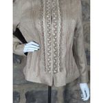 Elie Tahari Blazer Tan Wool Silk Blend Braided Detail Woman's Size Large Photo 3