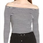 Theory  Ennalynn Everyday Off The Shoulder Stripe Tee Shirt Photo 1
