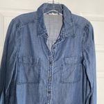Eileen Fisher Womens Small Blue Chambray Button Top Clean Girl Quiet Luxury Photo 1