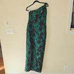 Aidan Mattox New Metallic Jacquard One-Shoulder Gown Emerald Green Women Size 10 Photo 4