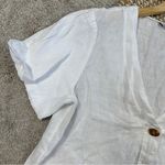 ZARA Women’s 100% Linen V-Neck Button Down Shirt Shortsleeve in White M Photo 6