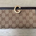 Gucci  GG Canvas Continental Wallet Brown Leather Gold Hardware Photo 0